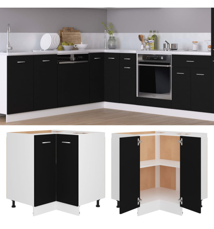 Armoire de plancher d'angle "Lyon" noir 75,5x75,5x81,5 cm bois | Mobilier & Déco