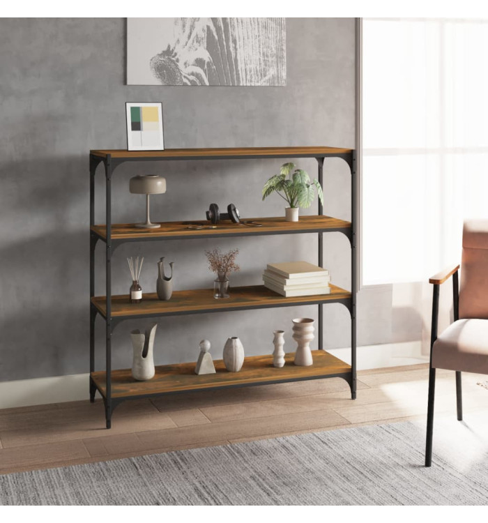 Bibliothèque Chêne fumé 100x33x100cm Bois d'ingénierie et acier | Mobilier & Déco
