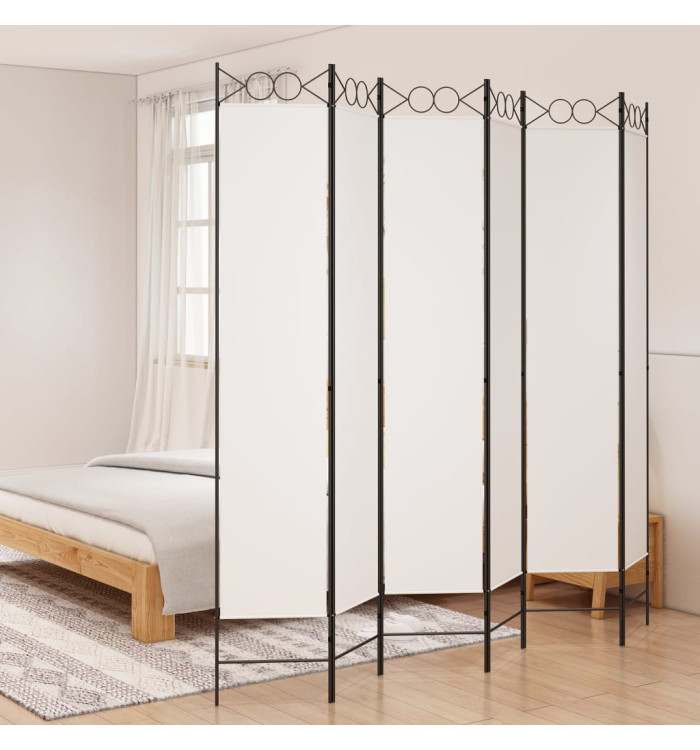 Cloison de séparation 6 panneaux Blanc 240x220 cm Tissu | Mobilier & Déco