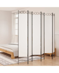 Cloison de séparation 6 panneaux Blanc 240x220 cm Tissu | Mobilier & Déco