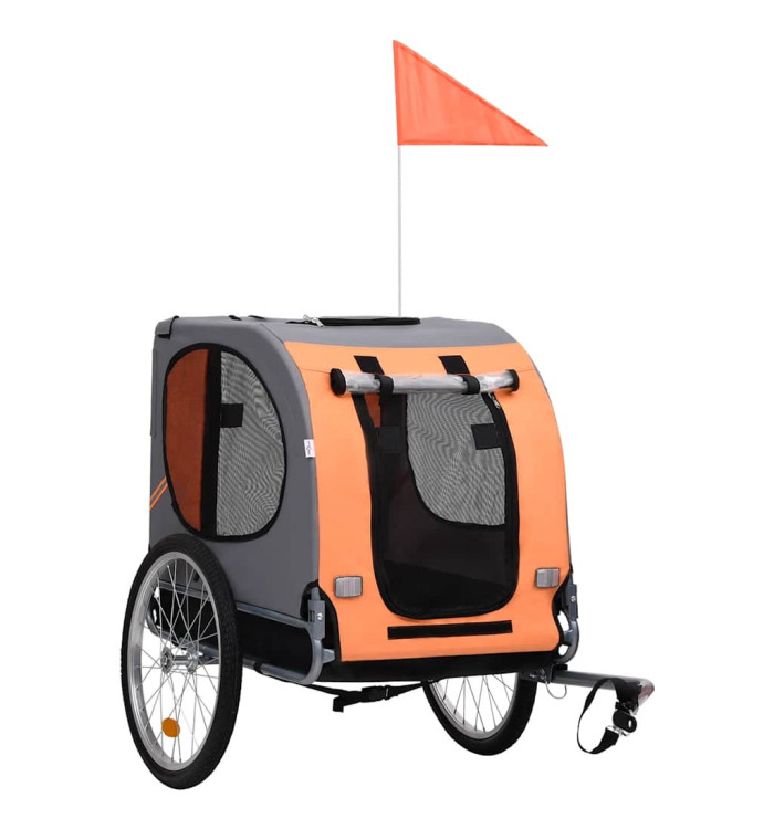 Remorque de vélo pour animaux de compagnie orange et gris | Mobilier & Déco