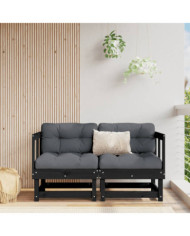 Canapés d'angle avec coussins 2 pcs noir bois de pin massif | Mobilier & Déco