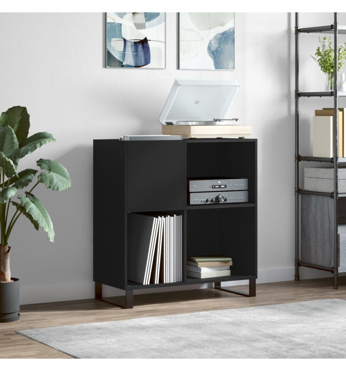 Armoire à disques noir 84,5x38x89 cm bois d'ingénierie | Mobilier & Déco