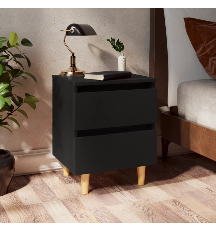 Tables de chevet avec pieds en pin 2 pcs Noir 40x35x50 cm | Mobilier & Déco