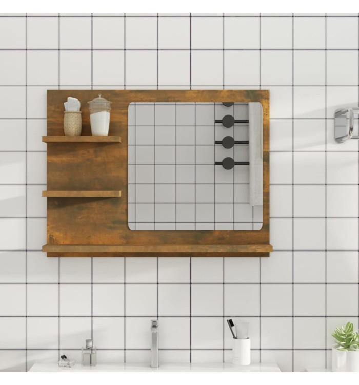 Miroir de bain Chêne fumé 60x10,5x45 cm Bois d'ingénierie | Mobilier & Déco
