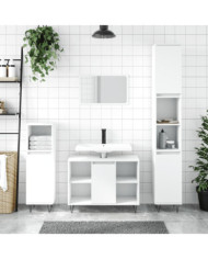 Armoire de salle de bain blanc 30x30x100 cm bois d'ingénierie | Mobilier & Déco