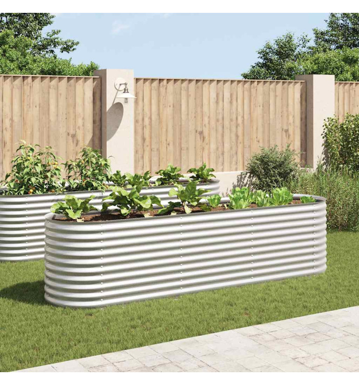 Lit surélevé de jardin 320x80x81 cm Acier galvanisé Argenté | Mobilier & Déco