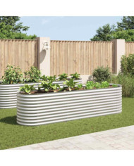 Lit surélevé de jardin 320x80x81 cm Acier galvanisé Argenté | Mobilier & Déco
