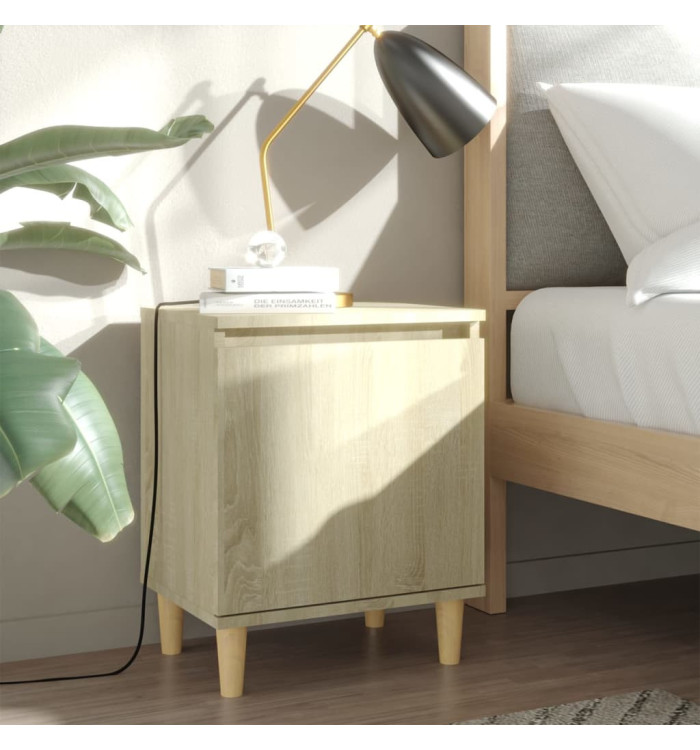 Table de chevet avec pieds en bois Chêne sonoma 40x30x50 cm | Mobilier & Déco