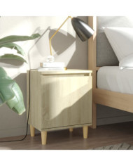 Table de chevet avec pieds en bois Chêne sonoma 40x30x50 cm | Mobilier & Déco