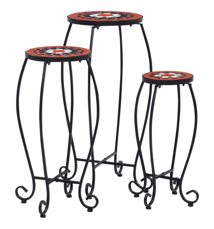 Tables mosaïque 3 pcs Terre cuite et blanc Céramique | Mobilier & Déco