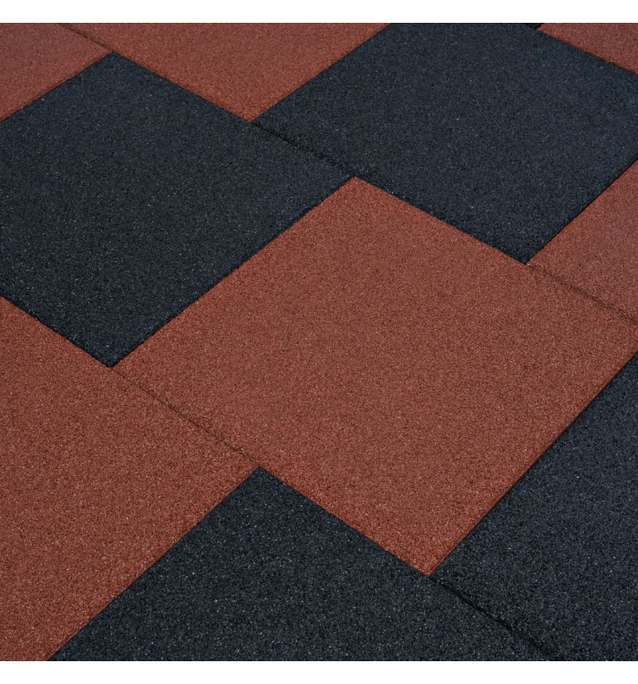 Carreaux de protection antichoc 6pcs Caoutchouc 50x50x3cm Rouge | Mobilier & Déco