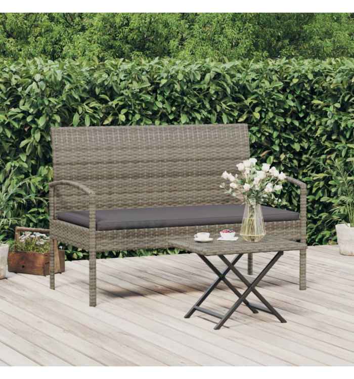 Banc de jardin avec coussin gris 105 cm résine tressée | Mobilier & Déco