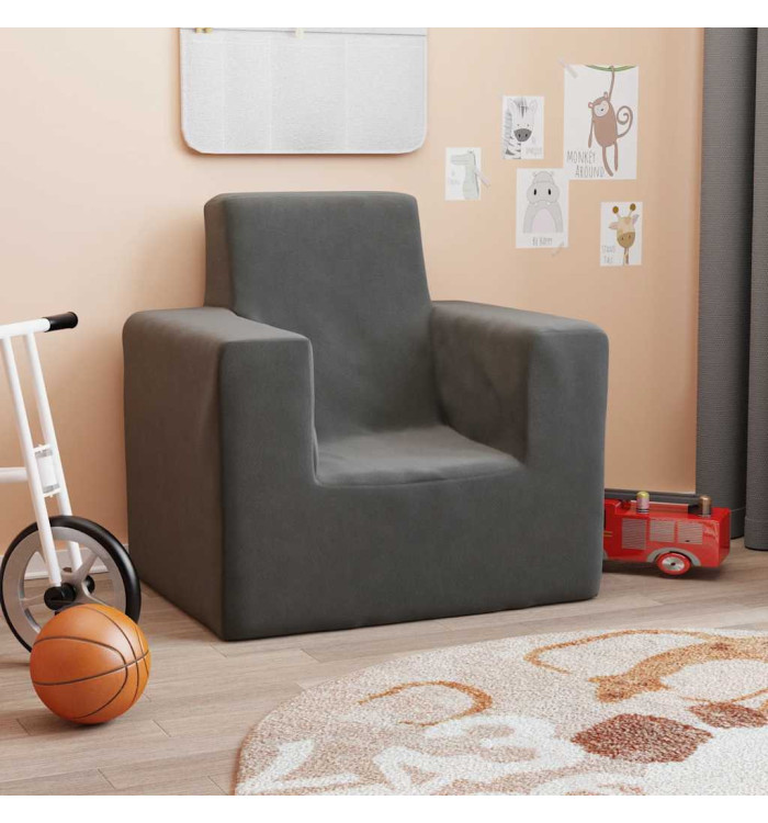 Canapé pour enfants Anthracite Peluche douce | Mobilier & Déco