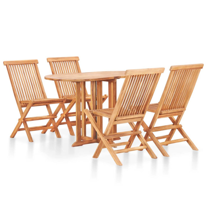 Ensemble à manger d'extérieur pliable 5 pcs Bois solide de teck | Mobilier & Déco