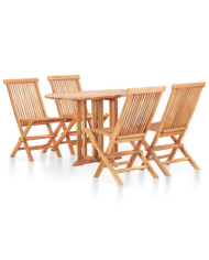Ensemble à manger d'extérieur pliable 5 pcs Bois solide de teck | Mobilier & Déco
