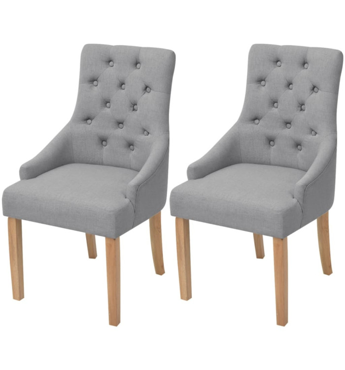 Chaises à manger lot de 2 gris clair tissu | Mobilier & Déco