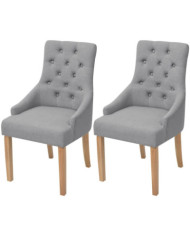 Chaises à manger lot de 2 gris clair tissu | Mobilier & Déco