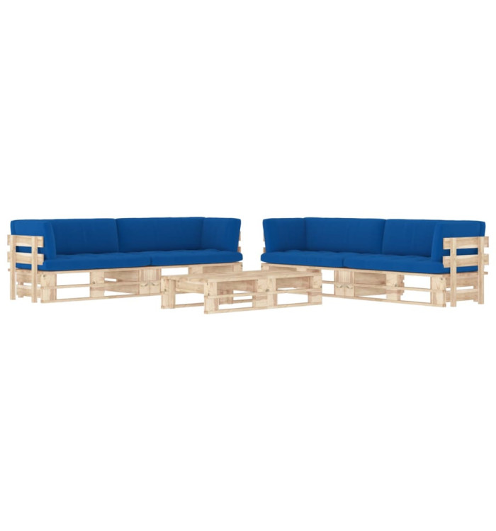 Salon de jardin palette 6pcs avec coussins Bois de pin imprégné | Mobilier & Déco