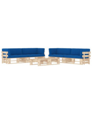 Salon de jardin palette 6pcs avec coussins Bois de pin imprégné | Mobilier & Déco