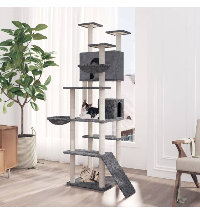 Arbre à chat avec griffoirs en sisal Gris foncé 191 cm | Mobilier & Déco