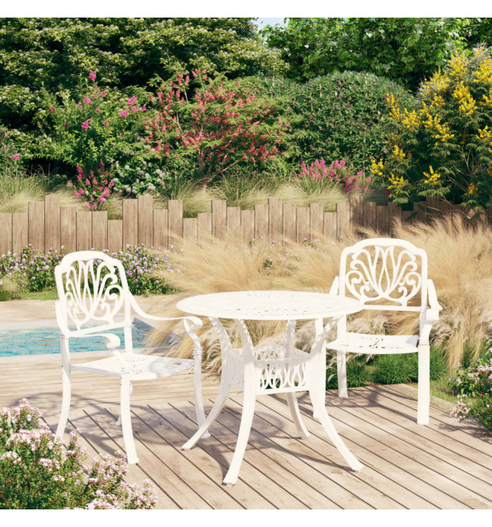 Ensemble de bistro 3 pcs Aluminium coulé Blanc | Mobilier & Déco