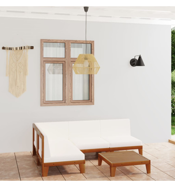Salon de jardin 5 pcs avec coussins Bois d'acacia solide | Mobilier & Déco
