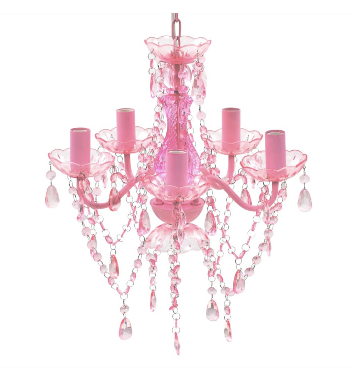 Lustre avec 5 ampoules Crystal rose | Mobilier & Déco