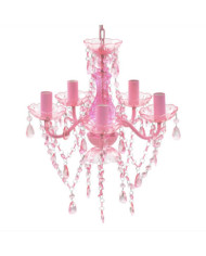 Lustre avec 5 ampoules Crystal rose | Mobilier & Déco