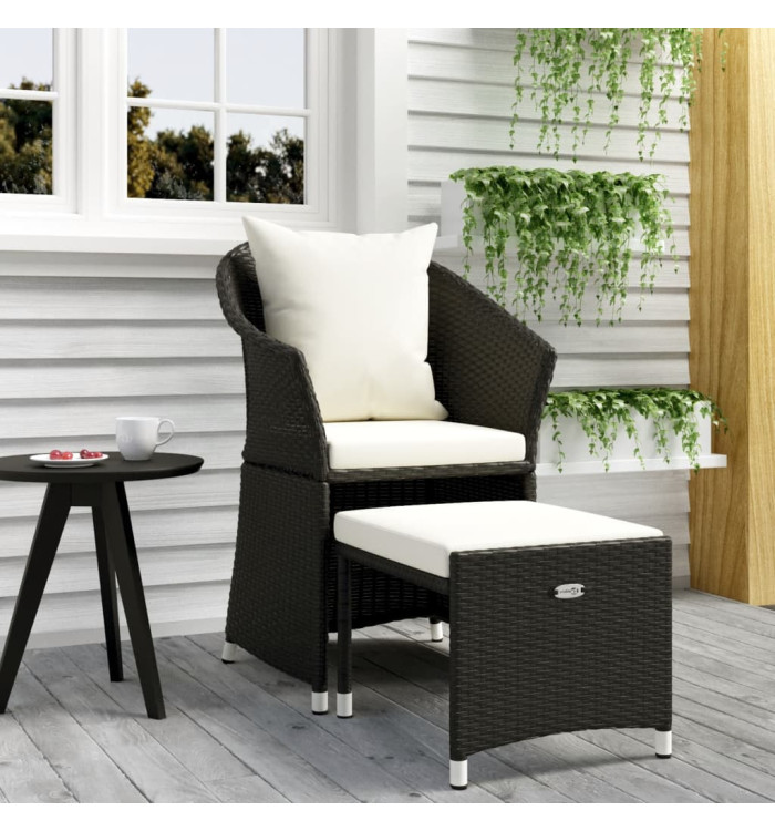 Salon de jardin 2 pcs avec coussins Noir Résine tressée | Mobilier & Déco