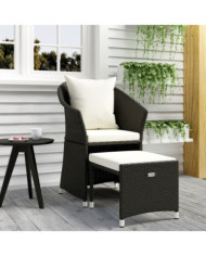 Salon de jardin 2 pcs avec coussins Noir Résine tressée | Mobilier & Déco