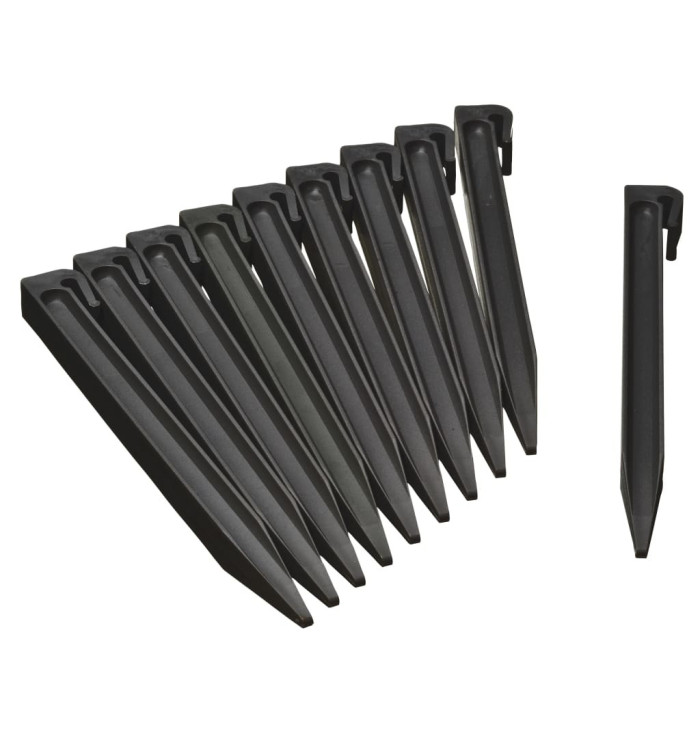Nature Chevilles d'ancrage de jardin 10 pcs Noir | Mobilier & Déco