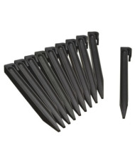 Nature Chevilles d'ancrage de jardin 10 pcs Noir | Mobilier & Déco