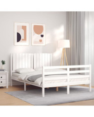 Cadre de lit sans matelas blanc 140x190 cm bois massif | Mobilier & Déco