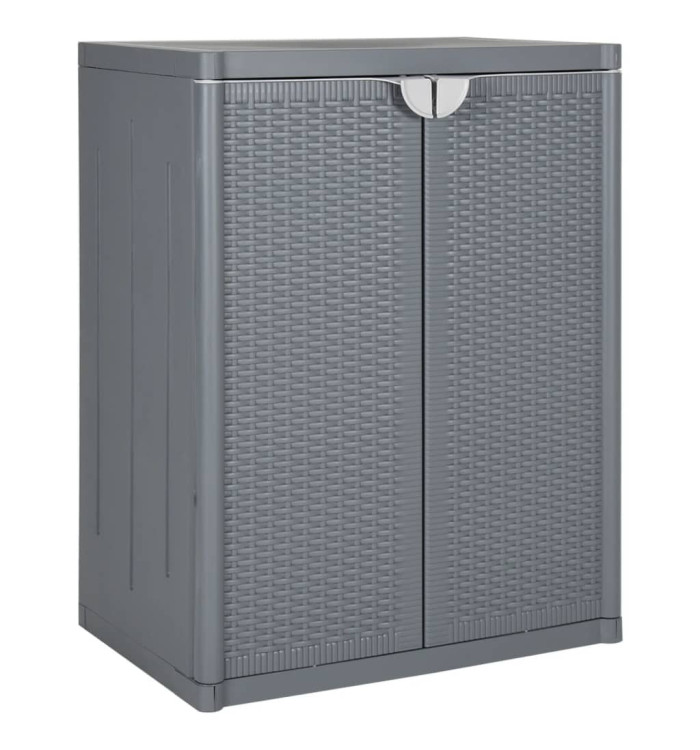 Armoire de rangement de jardin gris 65x45x88 cm PP rotin | Mobilier & Déco