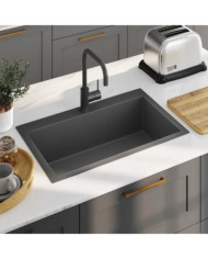 Évier de cuisine fait main Noir Acier inoxydable | Mobilier & Déco
