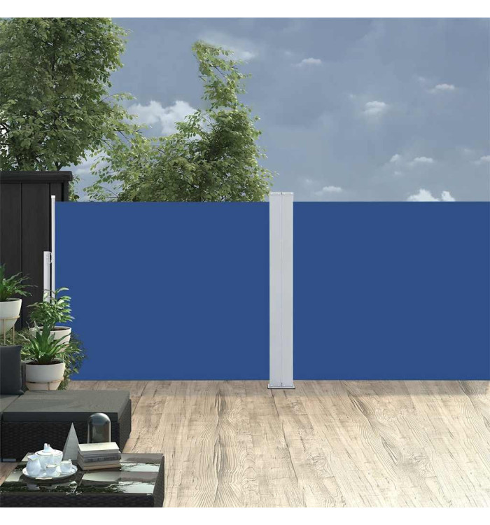 Auvent latéral rétractable de patio 170x1200 cm Bleu | Mobilier & Déco