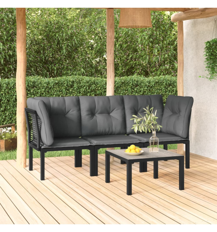 Salon de jardin 4 pcs noir et gris résine tressée | Mobilier & Déco