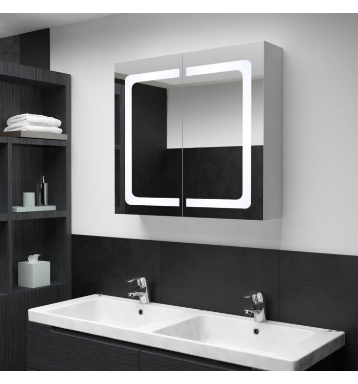 Armoire de salle de bain à miroir LED 80x12,2x68 cm | Mobilier & Déco