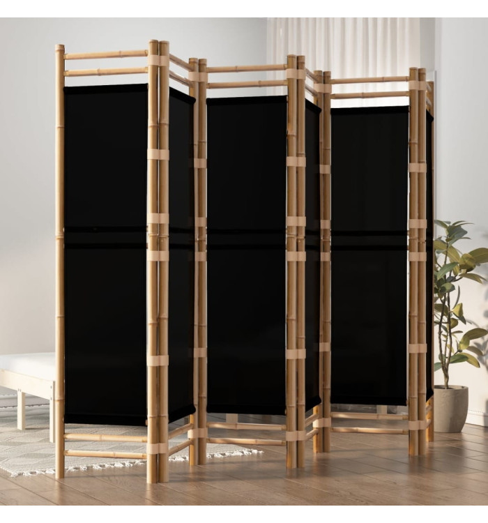 Cloison de séparation pliante 6 panneaux 240 cm Bambou et toile | Mobilier & Déco