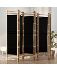 Cloison de séparation pliante 6 panneaux 240 cm Bambou et toile | Mobilier & Déco
