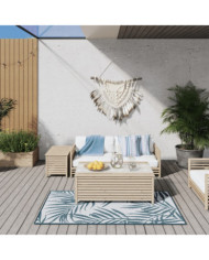 Tapis d'extérieur aqua et blanc 80x150 cm design réversible | Mobilier & Déco