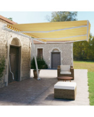 Auvent manuel rétractable sur pied 600x350 cm Jaune/Blanc | Mobilier & Déco