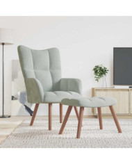 Chaise de relaxation avec repose-pied Gris clair Velours | Mobilier & Déco