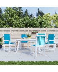 Coussins de chaise de jardin à dossier bas lot de 4 bleu | Mobilier & Déco