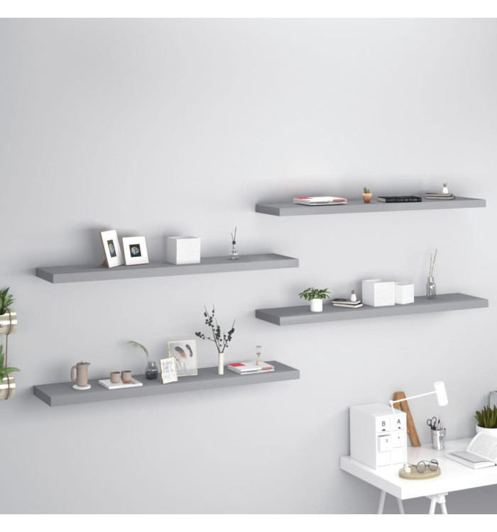 Étagères murales flottantes 4 pcs gris 120x23,5x3,8 cm MDF | Mobilier & Déco