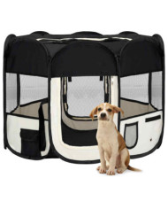 Parc pour chiens pliable avec sac de transport Noir 90x90x58 cm | Mobilier & Déco