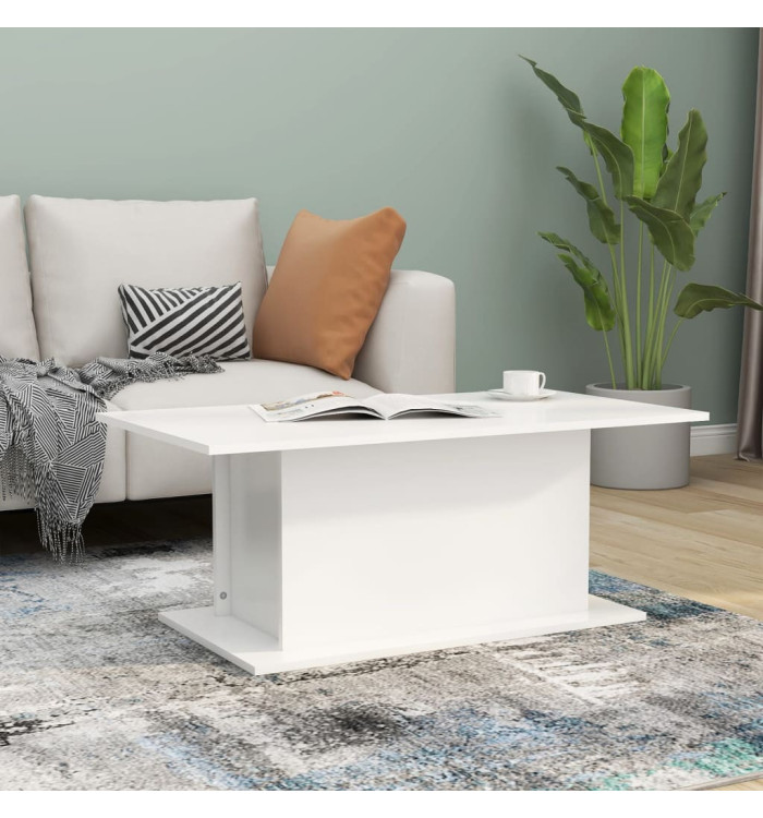 Table basse blanc 102x55,5x40 cm bois d'ingénierie | Mobilier & Déco