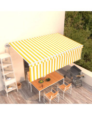 Auvent rétractable automatique avec store 5x3 m Jaune et blanc | Mobilier & Déco