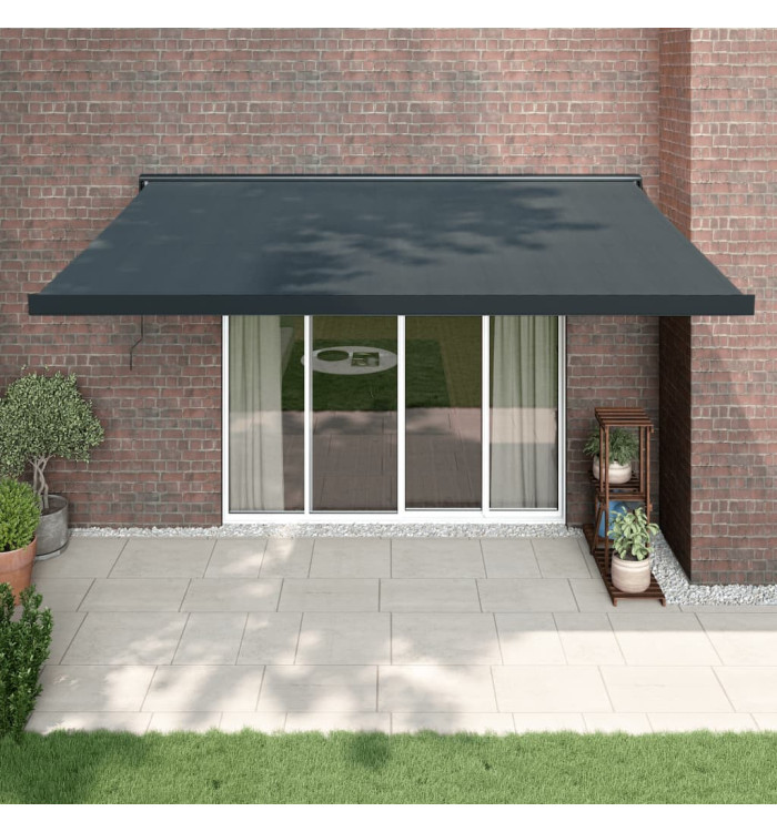 Auvent rétractable anthracite 4x3 m tissu et aluminium | Mobilier & Déco
